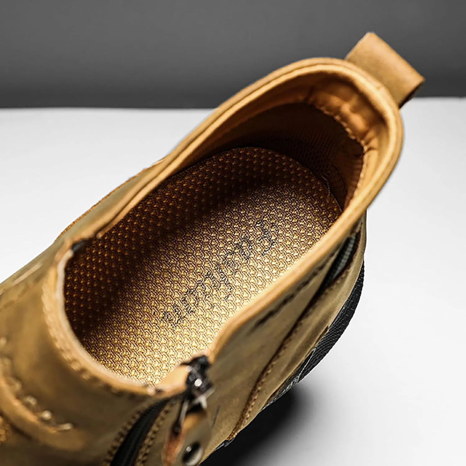 2025 Winter Chukka Boot for Men Zipper Leather Boots Handmade Leather Casual Boots Water Proof Dress Boots
