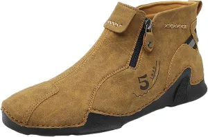 2025 Winter Chukka Boot for Men Zipper Leather Boots Handmade Leather Casual Boots Water Proof Dress Boots