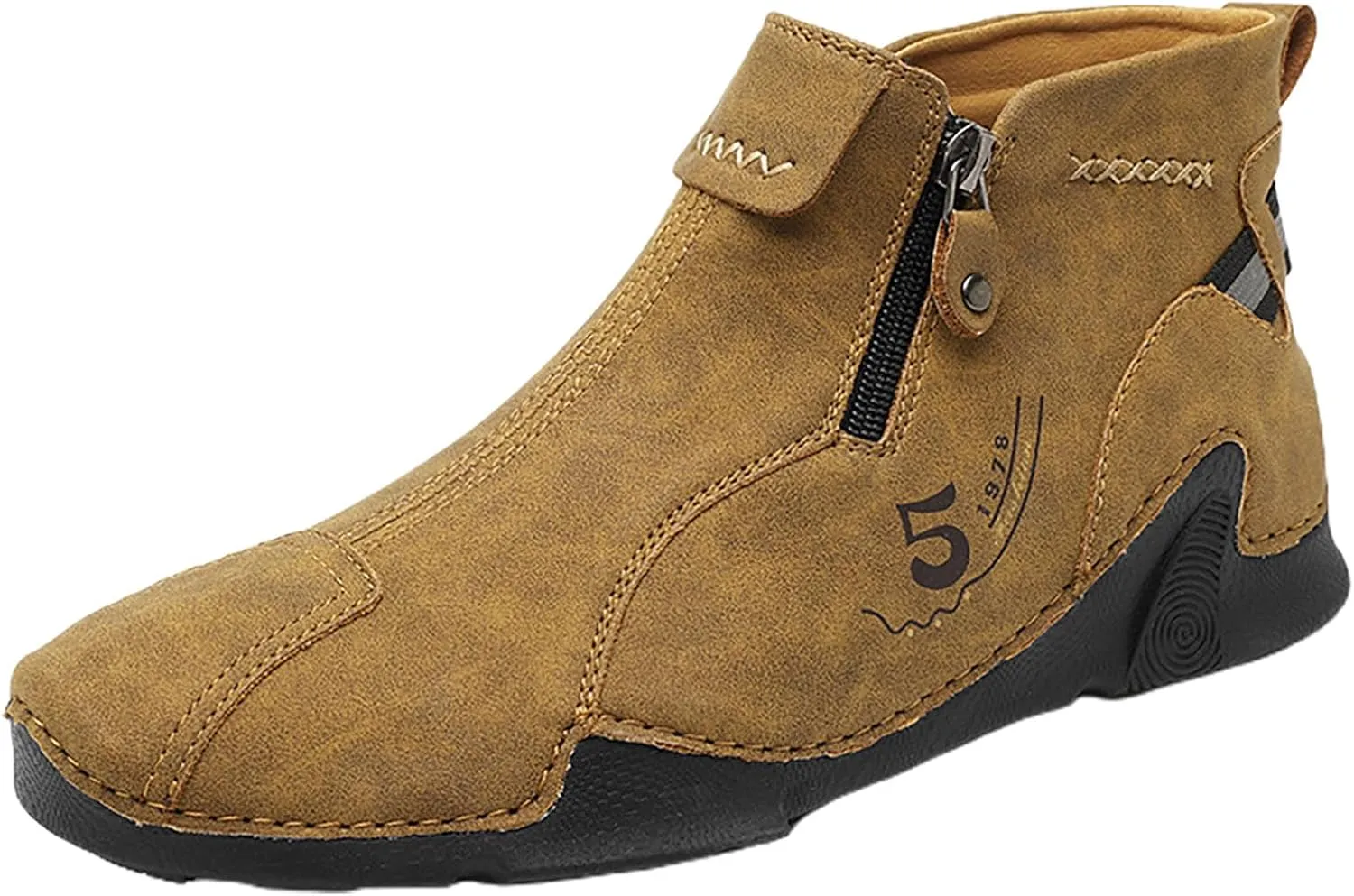 2025 Winter Chukka Boot for Men Zipper Leather Boots Handmade Leather Casual Boots Water Proof Dress Boots