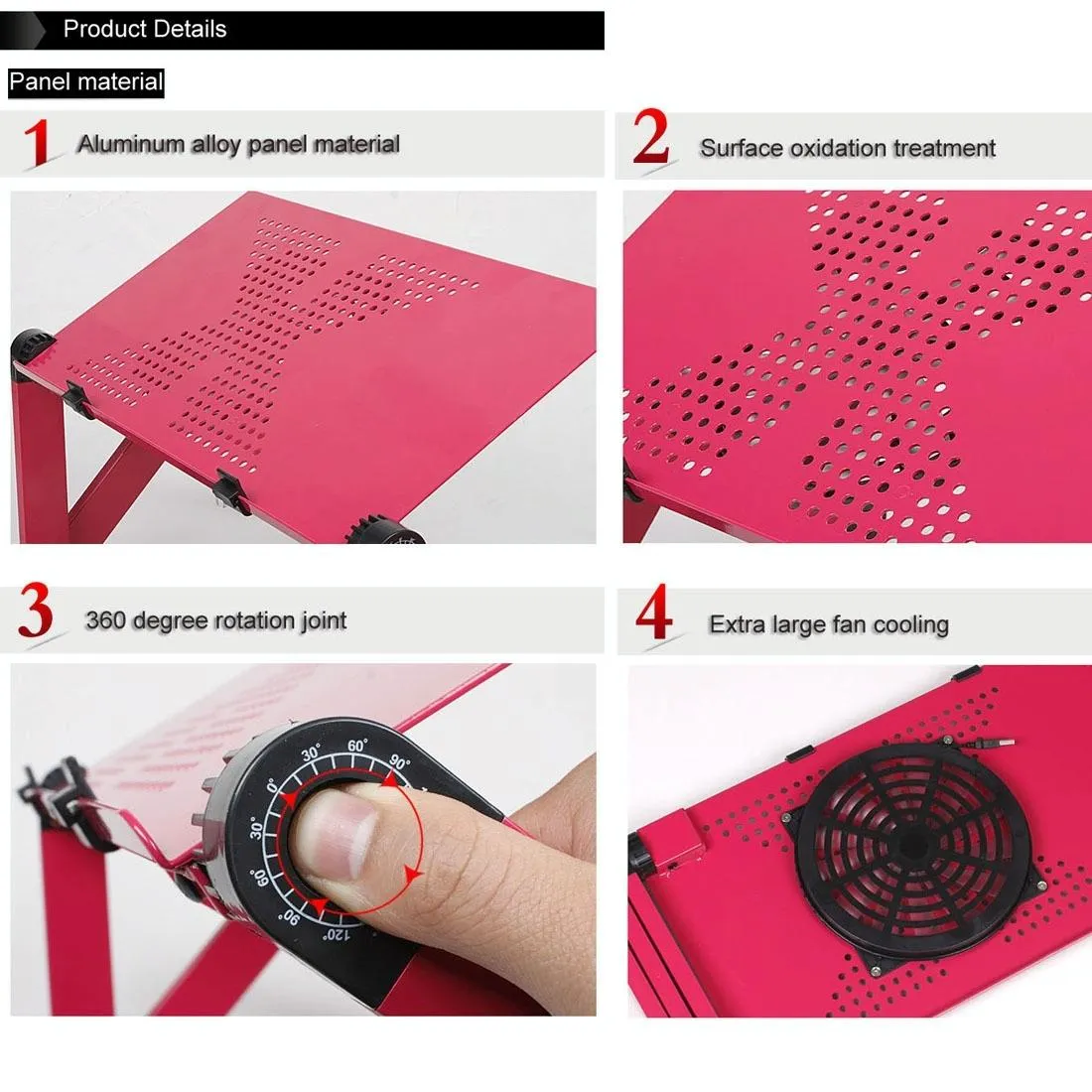 Adjustable Foldable Laptop Stand with Fans & Mouse Pad - Portable Aluminum Alloy