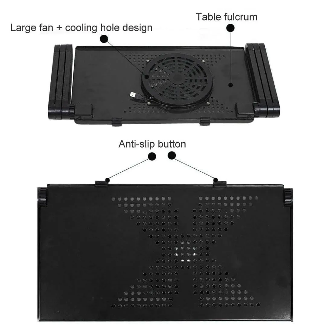 Adjustable Foldable Laptop Stand with Fans & Mouse Pad - Portable Aluminum Alloy