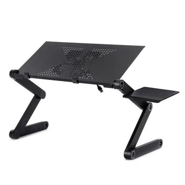 Adjustable Foldable Laptop Stand with Fans & Mouse Pad - Portable Aluminum Alloy