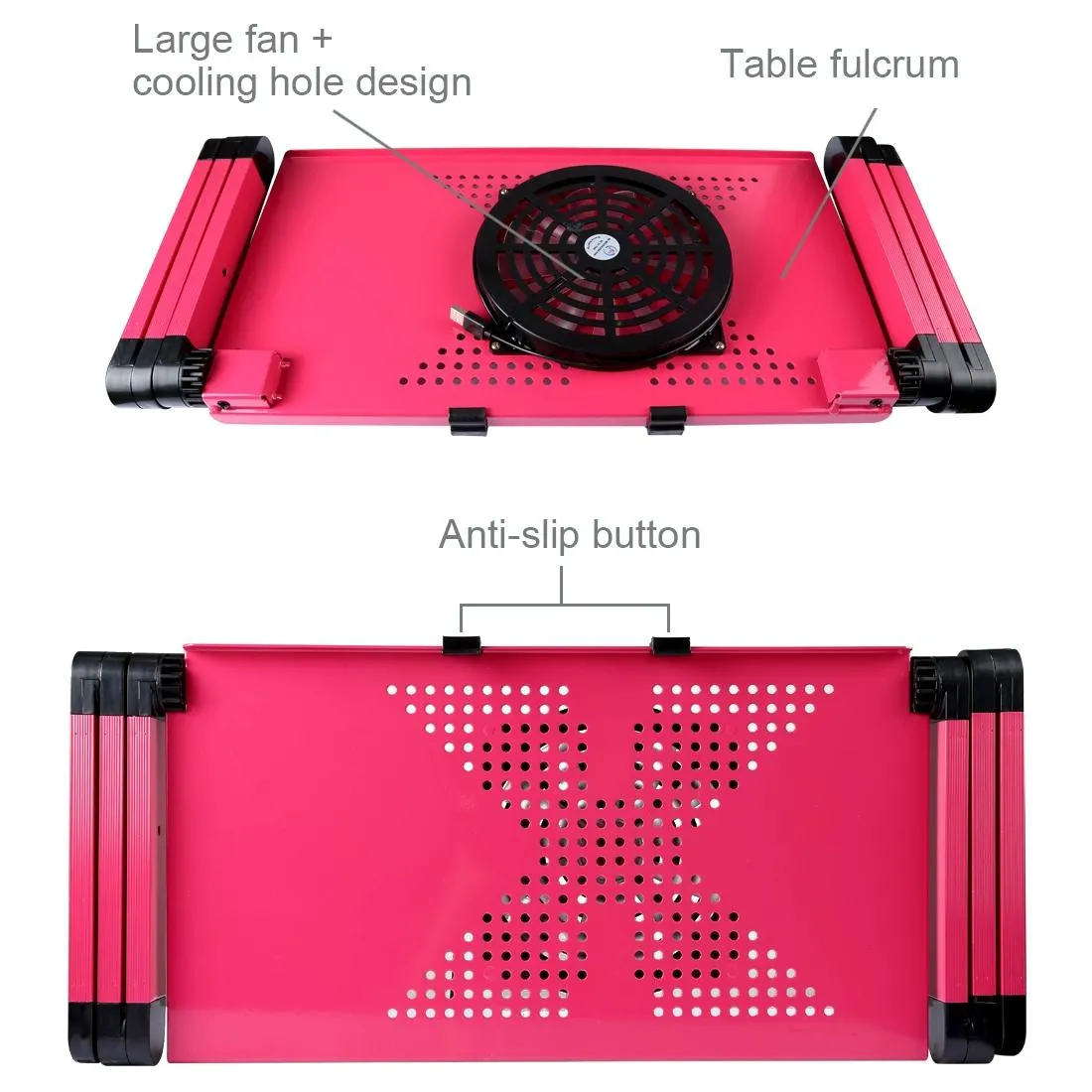 Adjustable Foldable Laptop Stand with Fans & Mouse Pad - Portable Aluminum Alloy