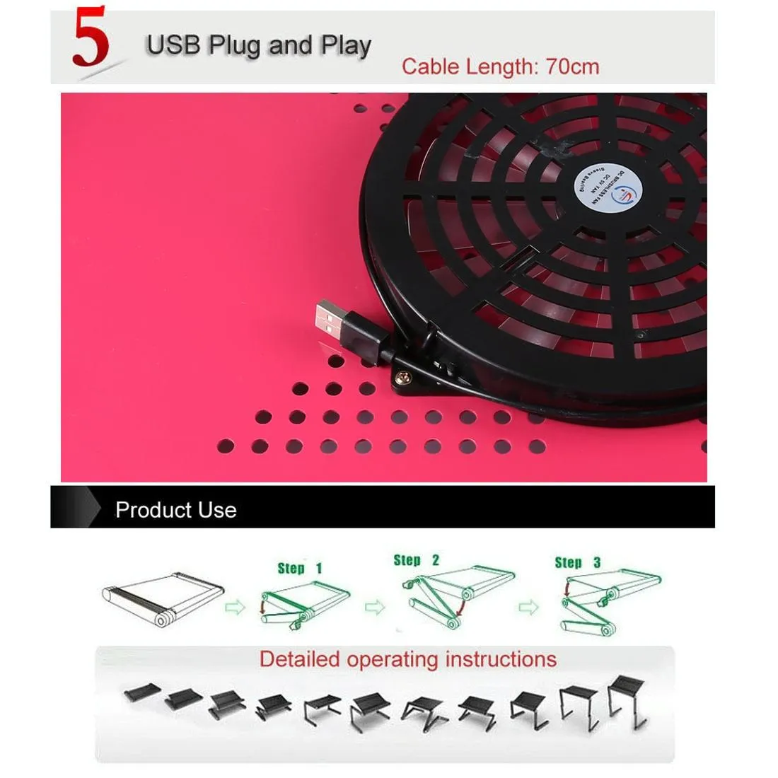 Adjustable Foldable Laptop Stand with Fans & Mouse Pad - Portable Aluminum Alloy