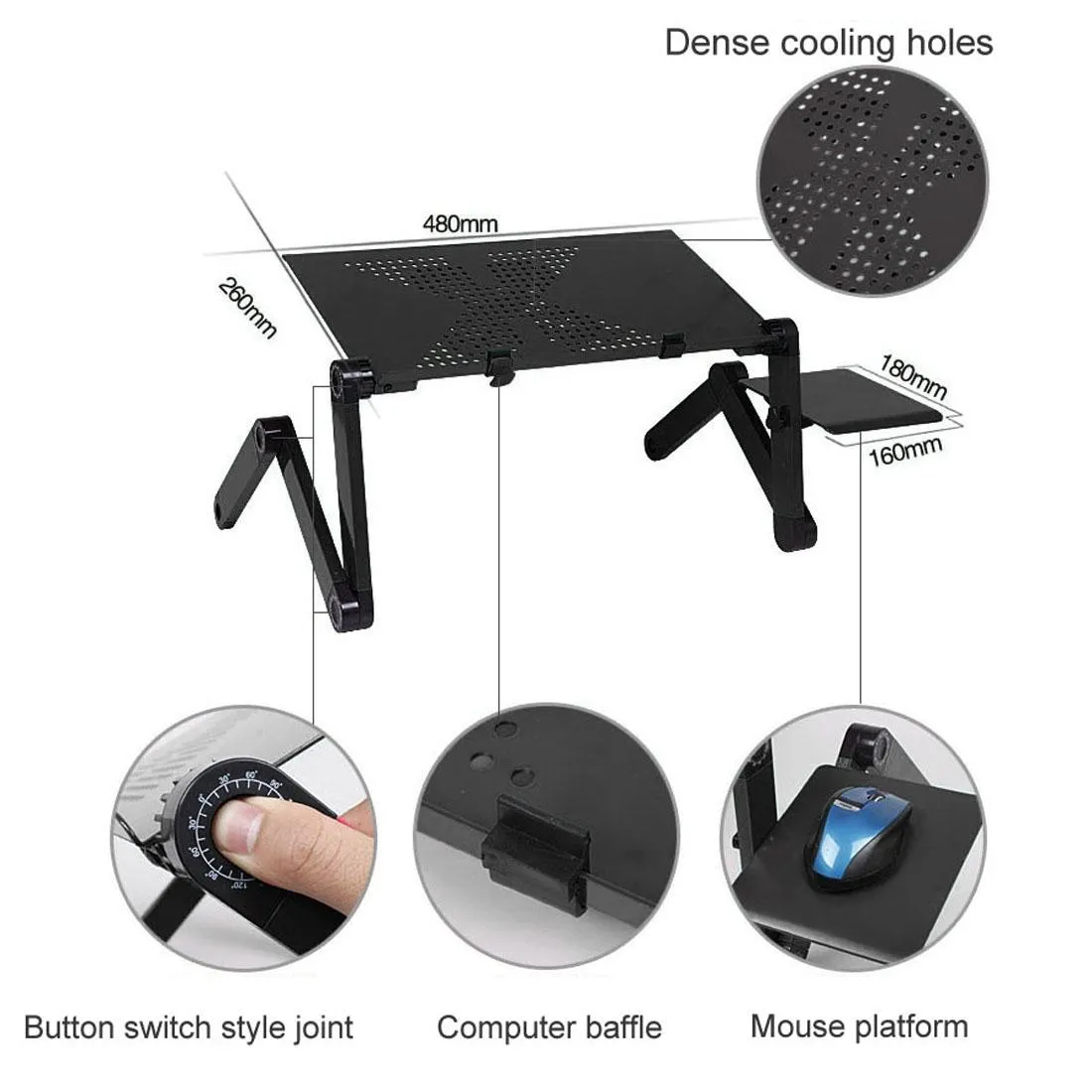 Adjustable Foldable Laptop Stand with Fans & Mouse Pad - Portable Aluminum Alloy