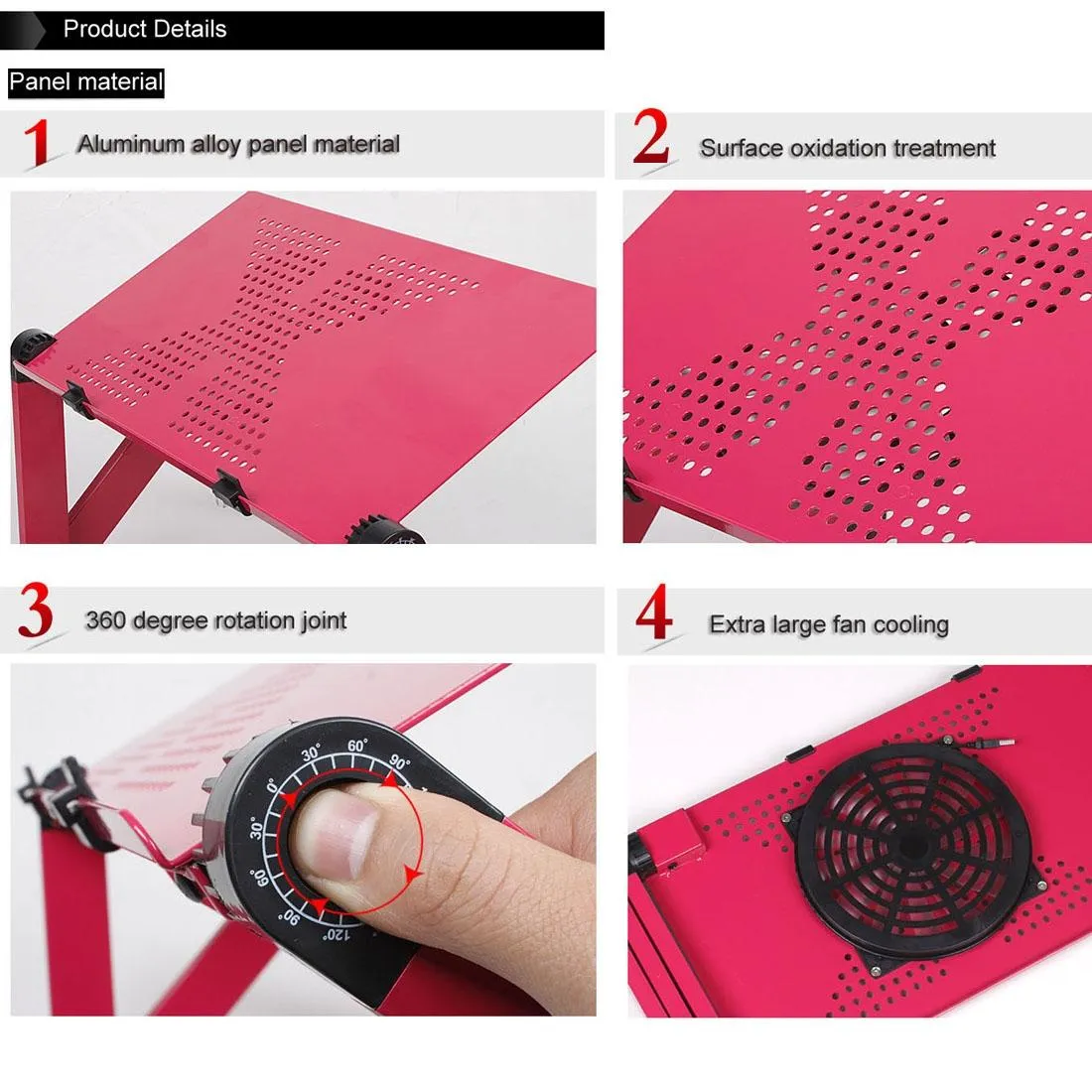 Adjustable Foldable Laptop Stand with Fans & Mouse Pad - Portable Aluminum Alloy