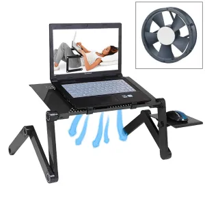 Adjustable Foldable Laptop Stand with Fans & Mouse Pad - Portable Aluminum Alloy