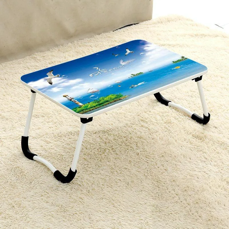 Adjustable Folding Laptop Desk - Non-slip W-shaped Legs Square Pattern Portable Cloud Design