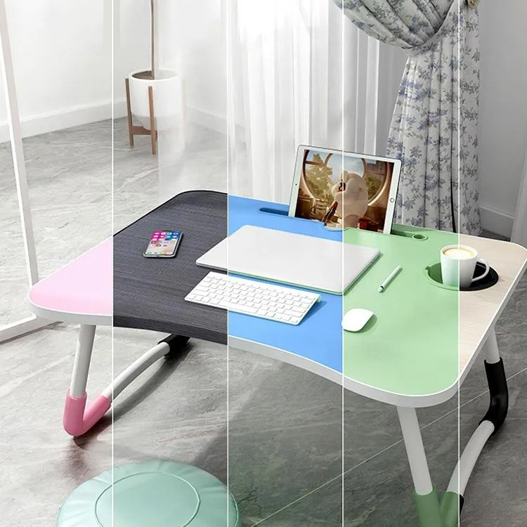Adjustable Folding Laptop Desk - Non-slip W-shaped Legs Square Pattern Portable Cloud Design
