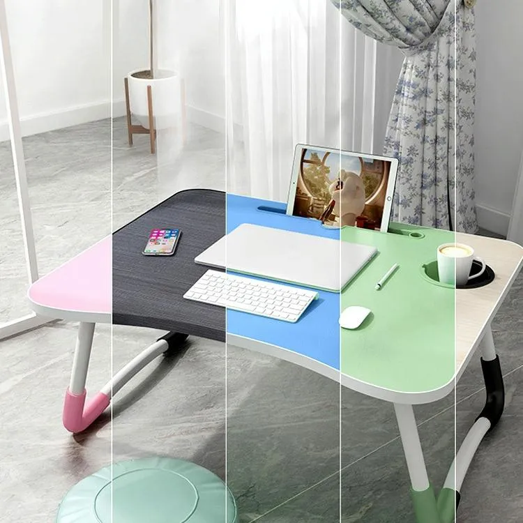 Adjustable Folding Laptop Desk - Non-slip W-shaped Legs Square Pattern Portable Cloud Design