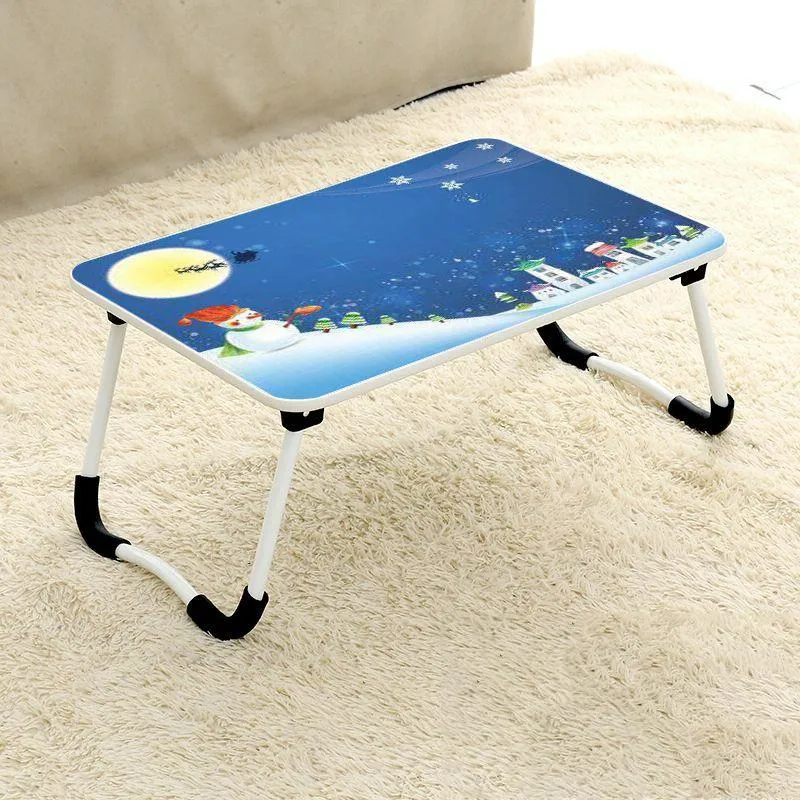 Adjustable Folding Laptop Desk - Non-slip W-shaped Legs Square Pattern Portable Cloud Design