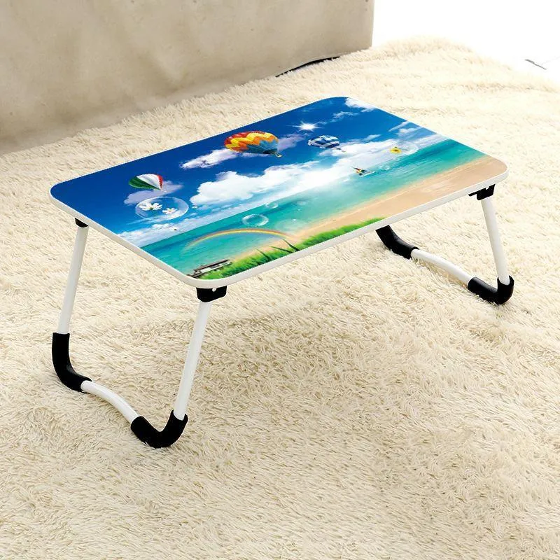 Adjustable Folding Laptop Desk - Non-slip W-shaped Legs Square Pattern Portable Cloud Design