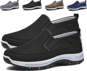 Auguscare Shoes - Auguscare Shoes Men Seniors, Breeze Shoes for Men, Men's Arch Support Slip-on Canvas Loafers (Black,11.5)