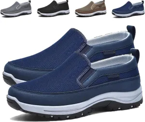 Auguscare Shoes - Auguscare Shoes Men Seniors, Breeze Shoes for Men, Men's Arch Support Slip-on Canvas Loafers (Blue,11.5)