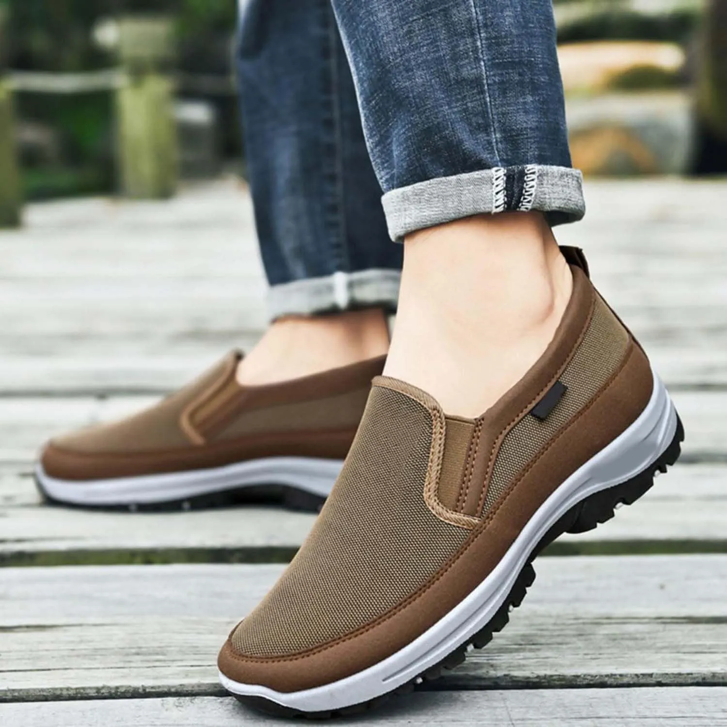 Auguscare Shoes - Auguscare Shoes Men Seniors, Breeze Shoes for Men, Men's Arch Support Slip-on Canvas Loafers (Gray,11.5)