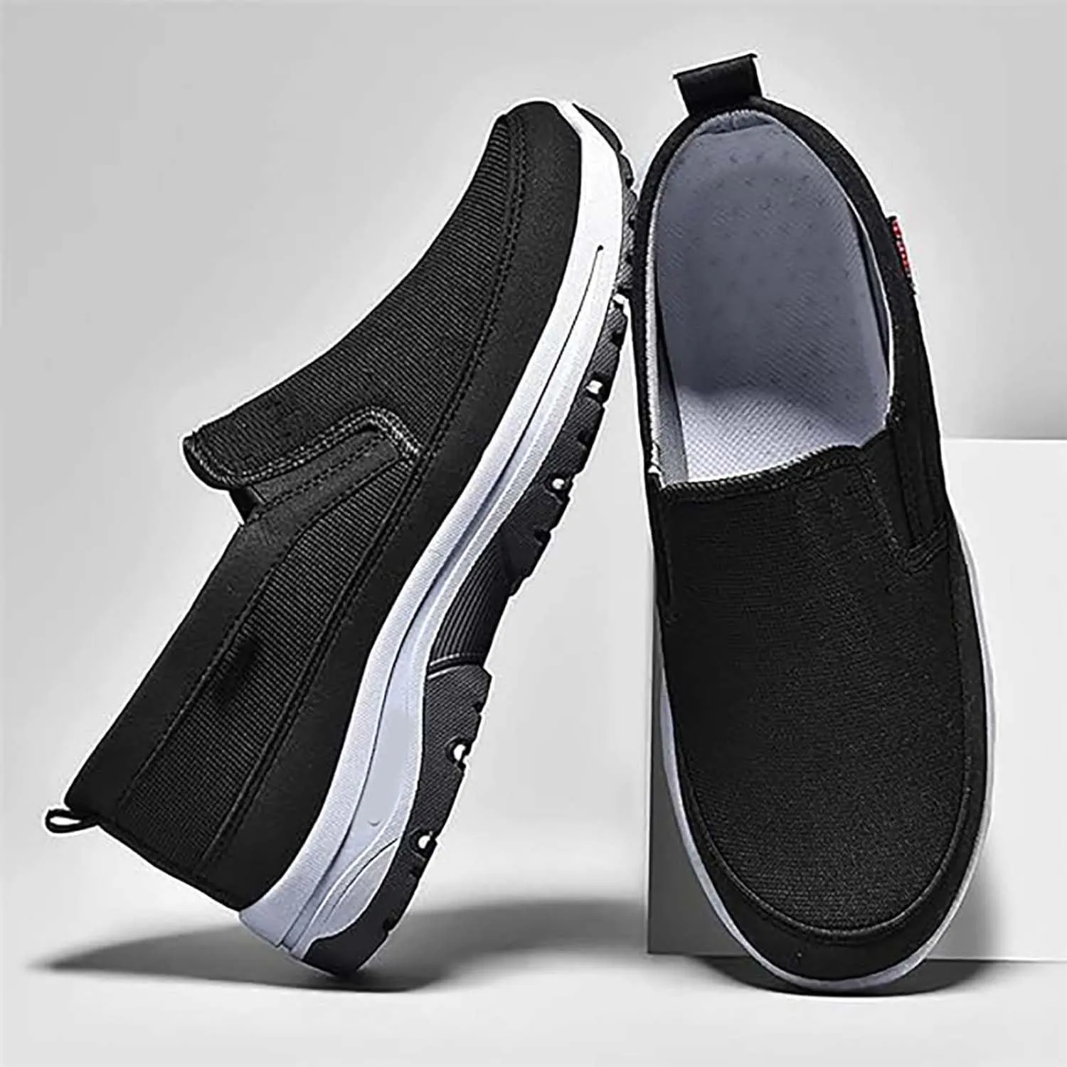 Auguscare Shoes - Auguscare Shoes Men Seniors, Breeze Shoes for Men, Men's Arch Support Slip-on Canvas Loafers (Gray,11.5)
