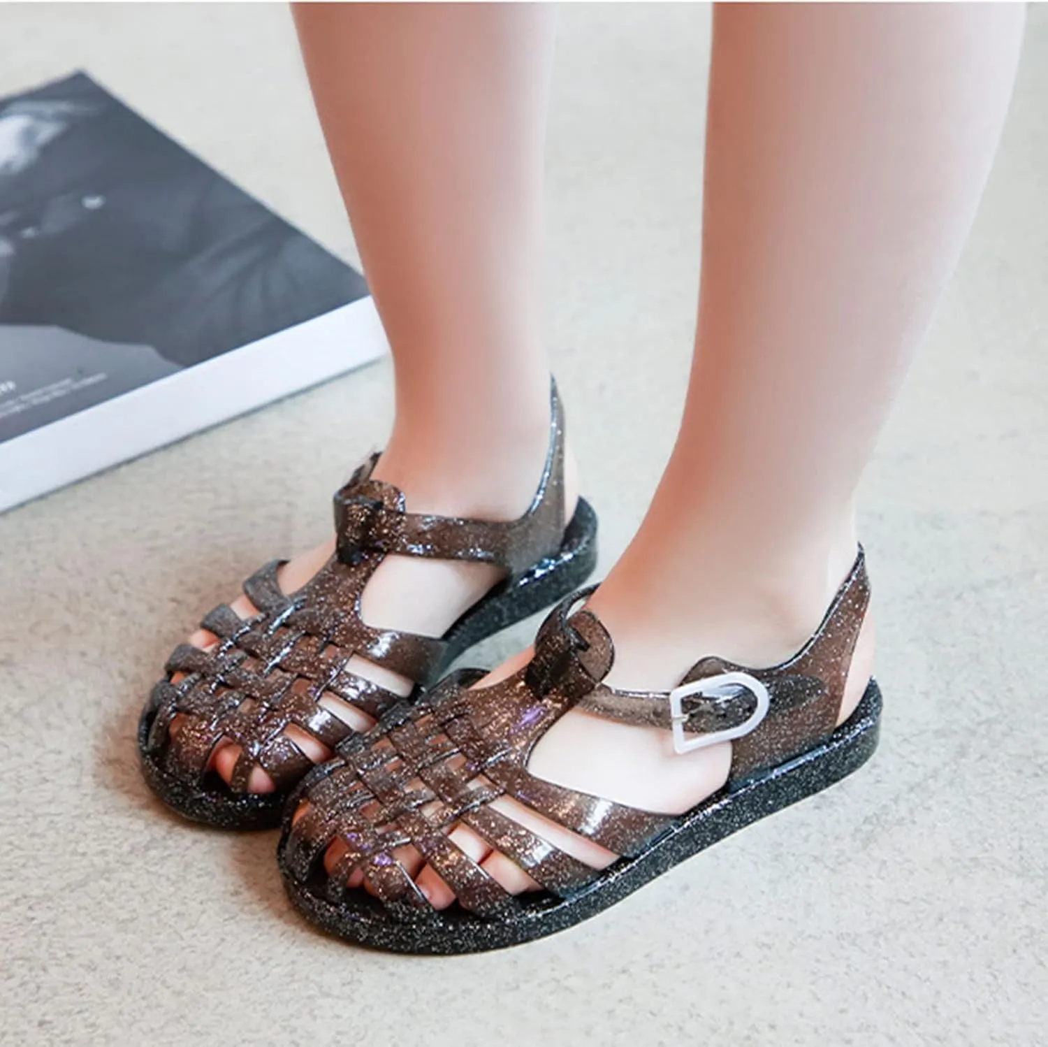 Baby Toddler Slip On Shoes Kids Boys Girls Cute Sandals Fruit Jelly Hollow Out Non-Slip Soft Sole Beach Sandal Shoe