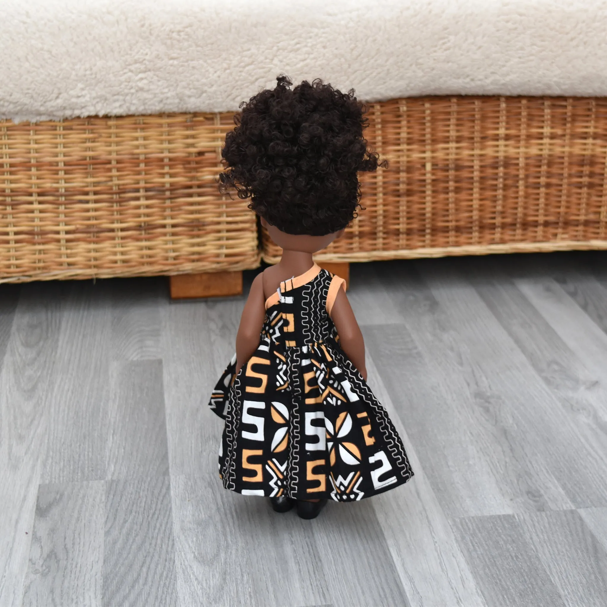 Black Doll - Afro Hair doll - Mix Race Doll - Afro Doll Ankara Doll Dress 17