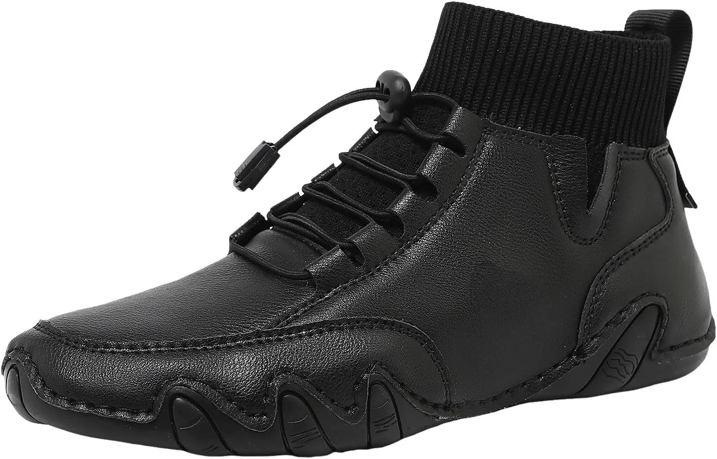 Couple's High Top Casual Shoes Casual Leather Water Proof Boots Splicing Leather Shoes Soft Soled Semi Casual Shoes Men