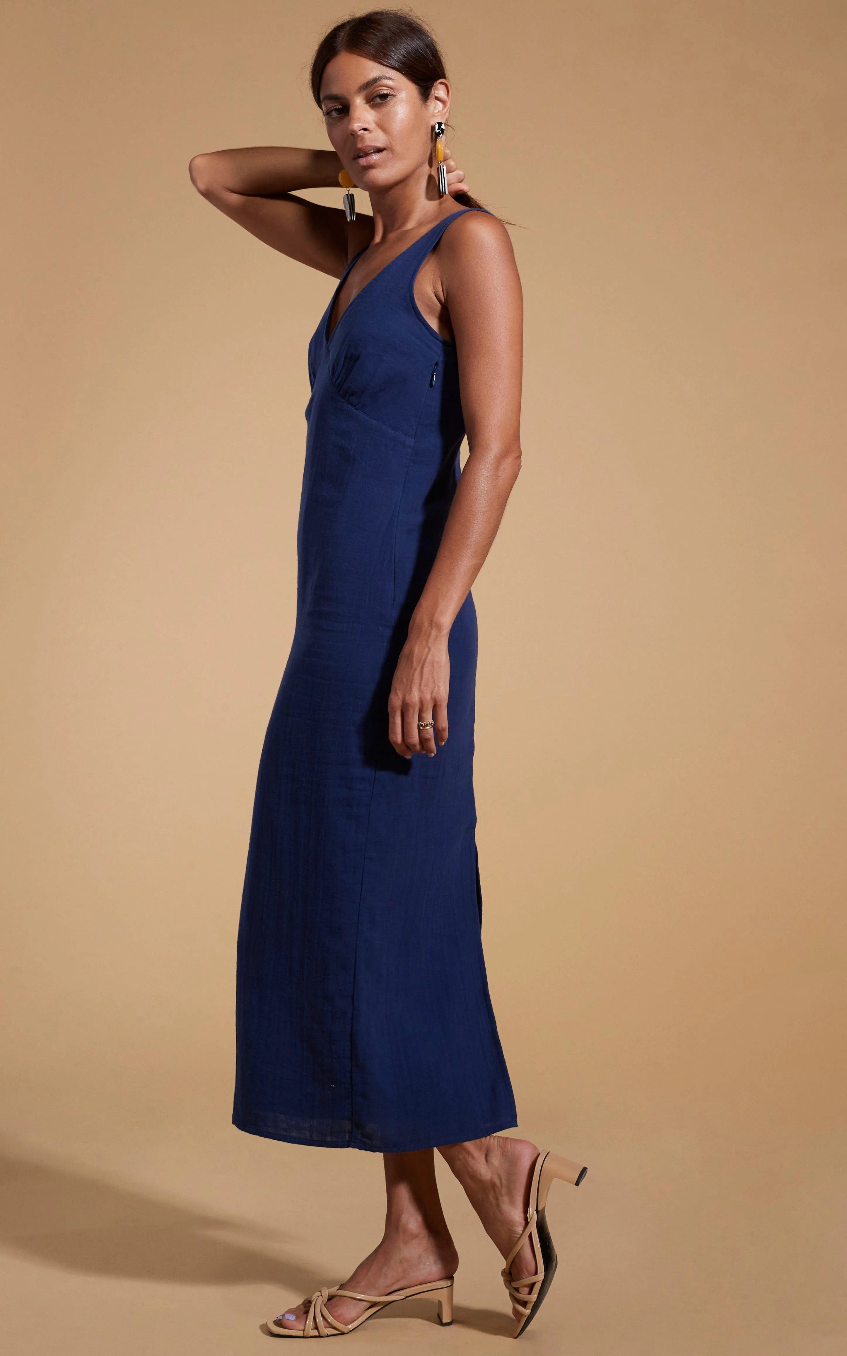 HALO Thalia Midi Dress in Navy