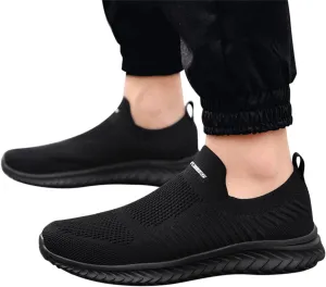 Hbeylia Men's Running Sneakers Breathable Lightweight Mesh Slip On Sport Athletic Tennis Walking Workout Gym Anti Skid Flat Bottom Walking Driving Shoes Running Hiking Jogging Shoes For Male