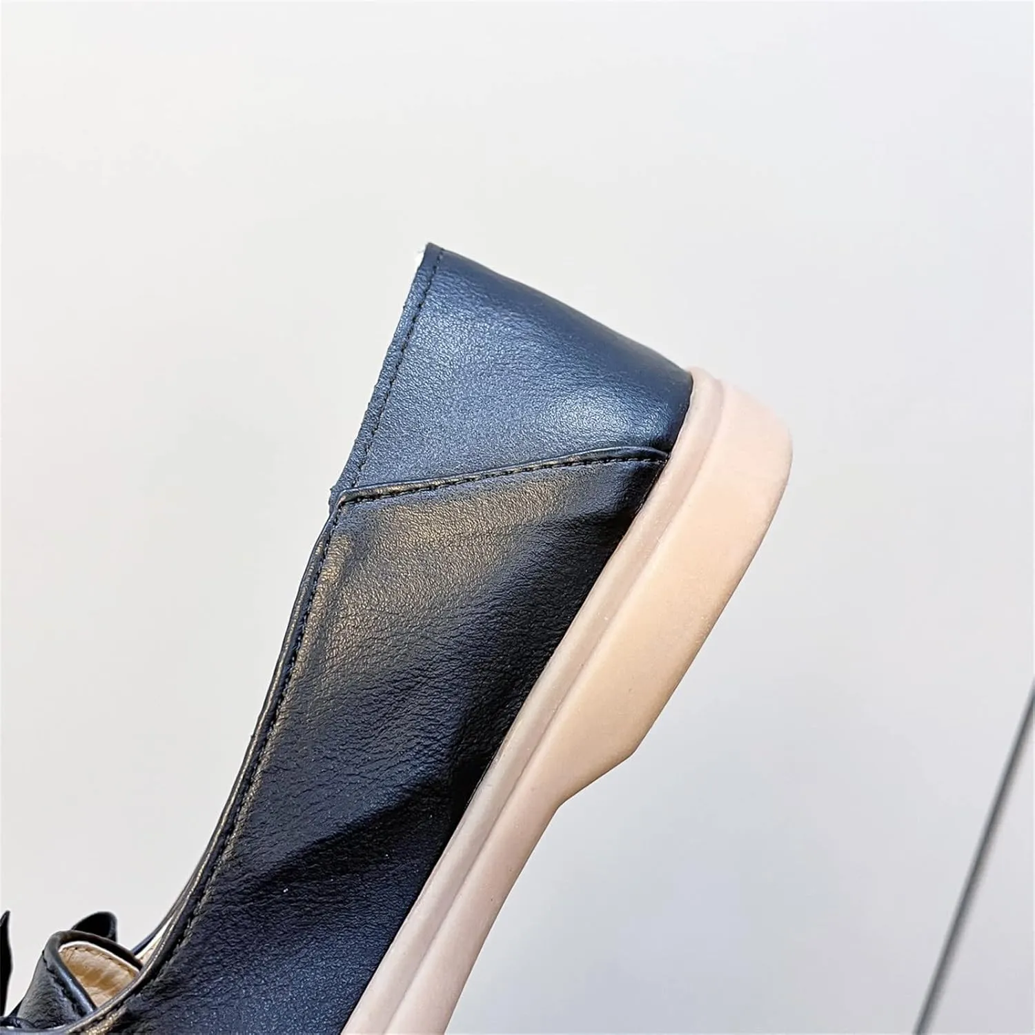 Hbeylia Women's Slip On Loafers Fashion Bowknot Design Leather Soft Comfort Round Toe Non Slip Low Heels Ballet Flats Lightweight Fall Business Formal Work Nurse Dress Loafers