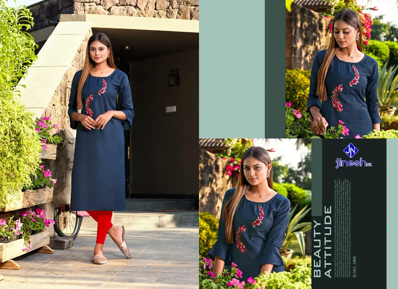 Jinesh Nx Launched Akira Vol 2 Ruby Slub Daily Wear Kurtis Collection