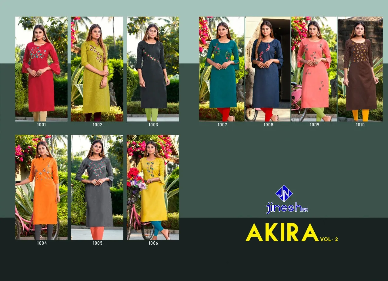 Jinesh Nx Launched Akira Vol 2 Ruby Slub Daily Wear Kurtis Collection