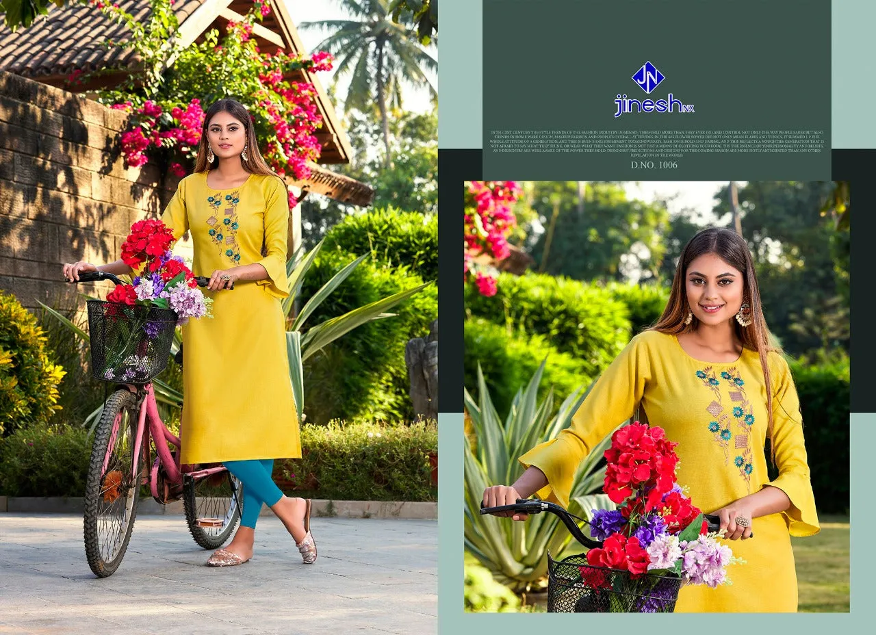 Jinesh Nx Launched Akira Vol 2 Ruby Slub Daily Wear Kurtis Collection