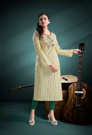 Jinesh Nx Launched Anaika Vol 1 Rayon Embroidery Work Daily Wear Kurtis Collection