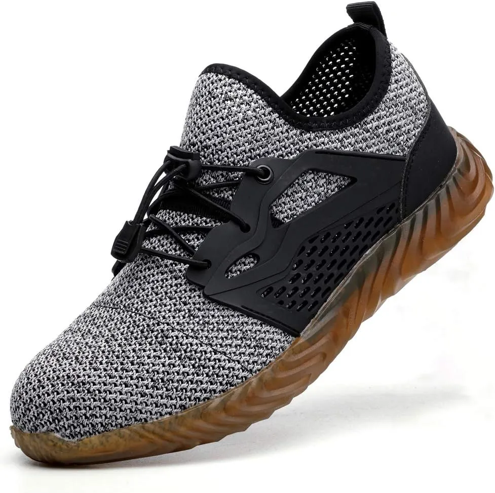 KINOW Men Steel Toe Safety Work Shoes Slip Resistant Lightweight Outdoor Athletic Industrial Construction Sneakers for Women