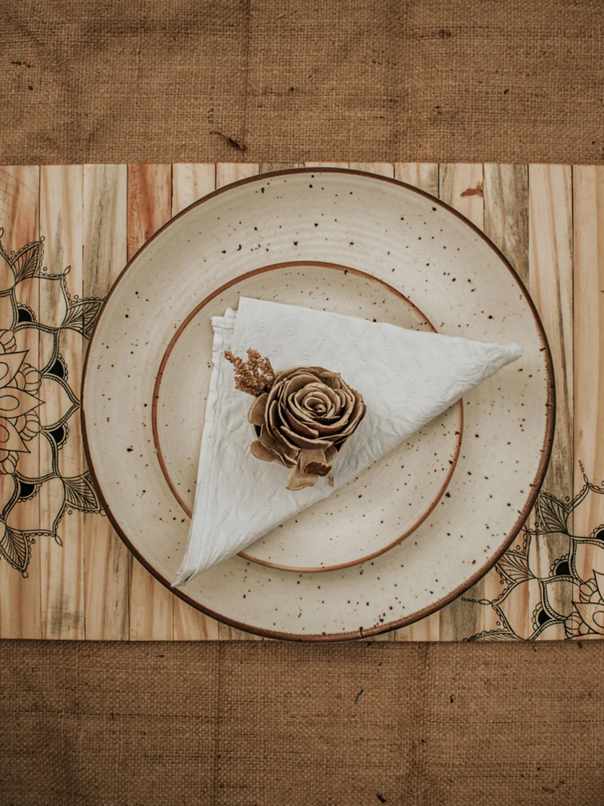 Mandala Table Placement Natural Pine