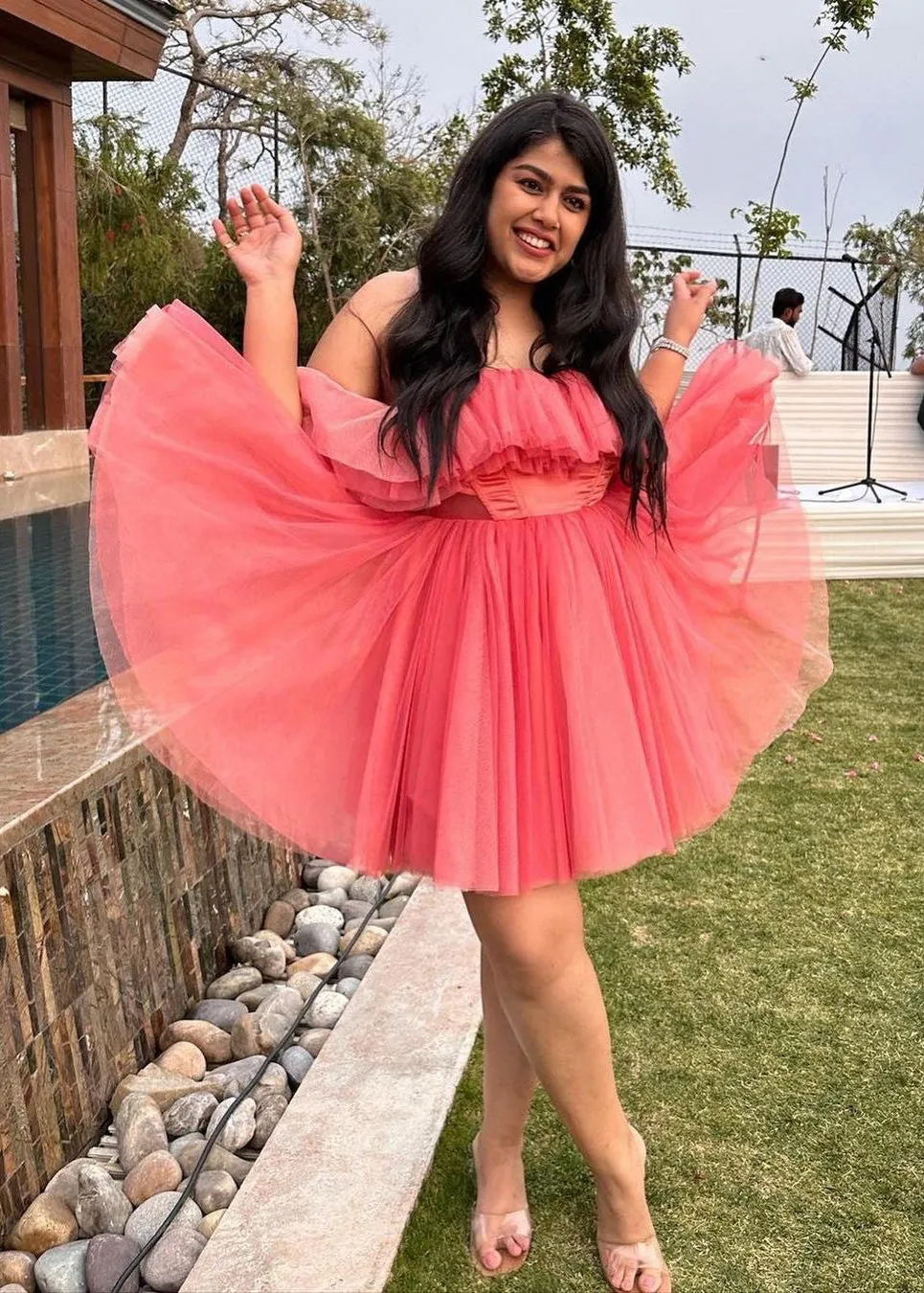 Maxine Pink Ruffle Tulle Corset Dress