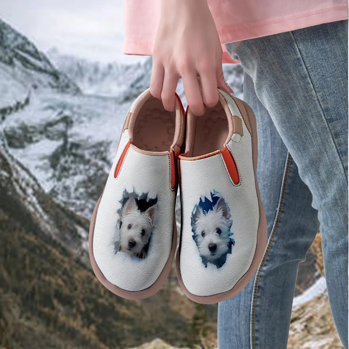 Men's Painted Travel Shoes Slip On Casual Comfortable Lightweight Flat Sole Wide Toe Animal Art 3D