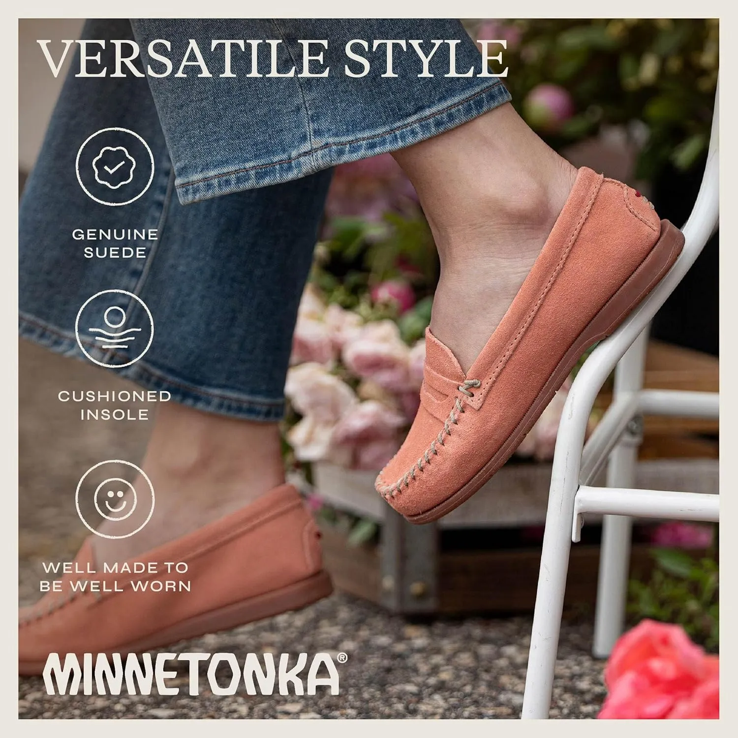 Minnetonka Mellony Penny  Women's Penny Loafer Design, Water and Stain Resistant, Genuine Suede, and Lightweight Sole