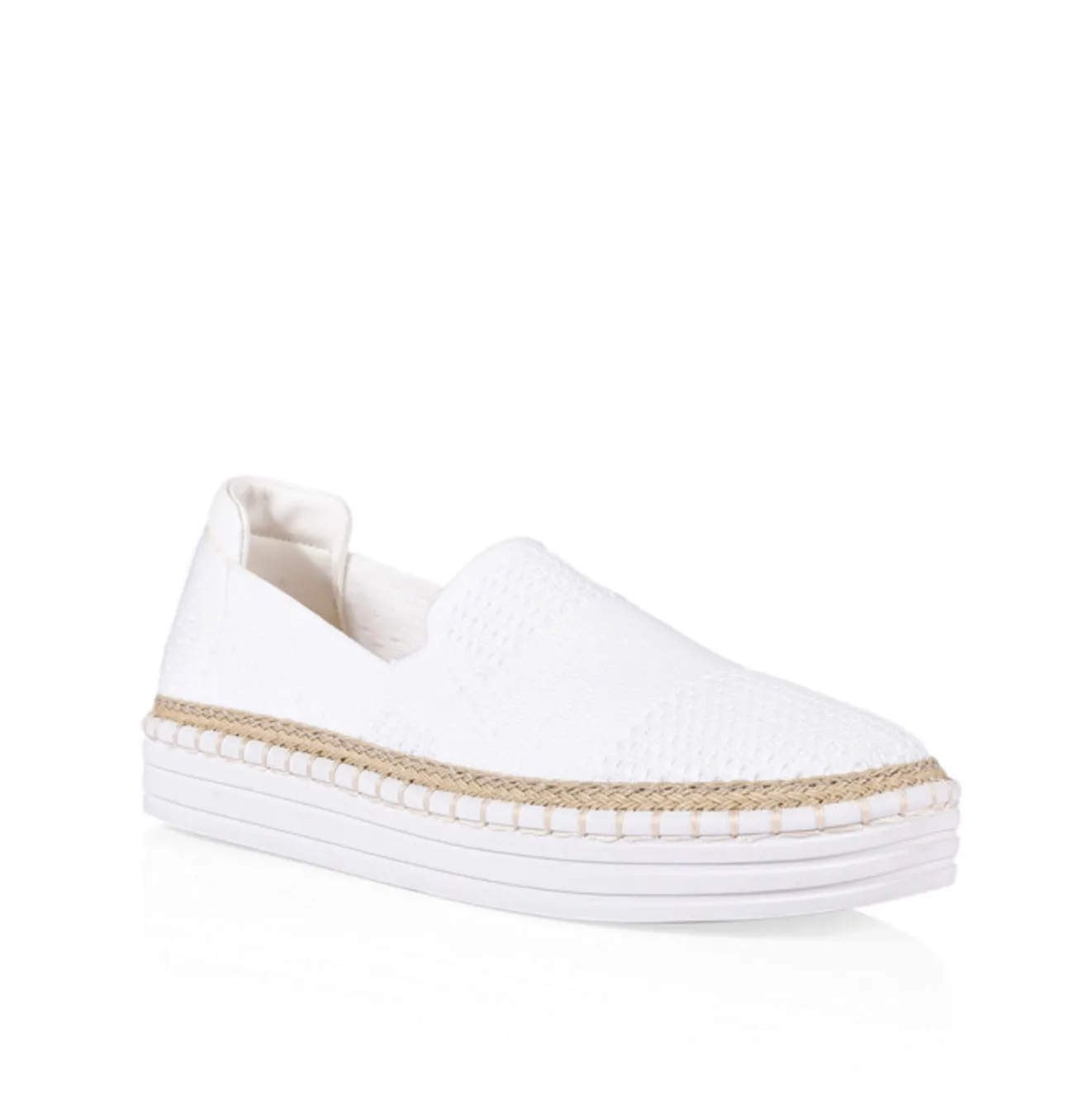 Queen Slip on Sneakers - White Knit