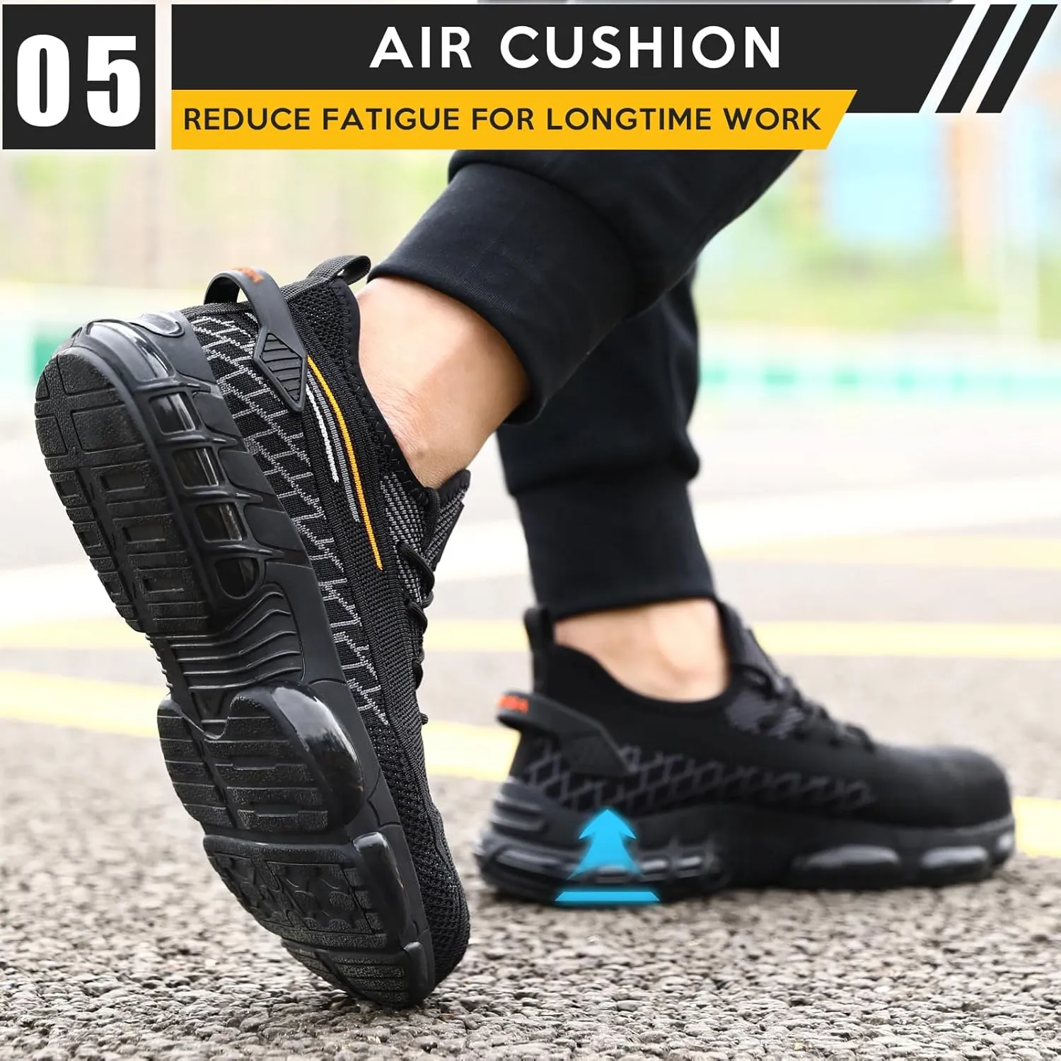 Steel Toe Sneakers for Men Women Comfortable Lightweight Composite Toe Work Shoes Cushion Indestructible Construction Safety Toe Sneakers