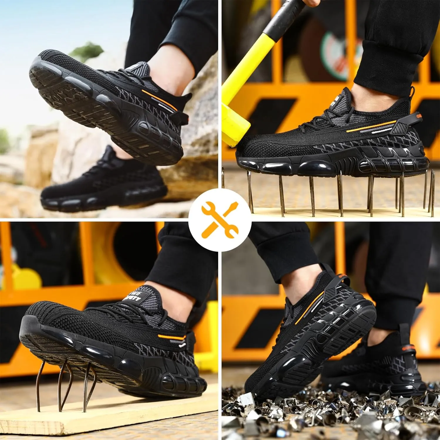 Steel Toe Sneakers for Men Women Comfortable Lightweight Composite Toe Work Shoes Cushion Indestructible Construction Safety Toe Sneakers