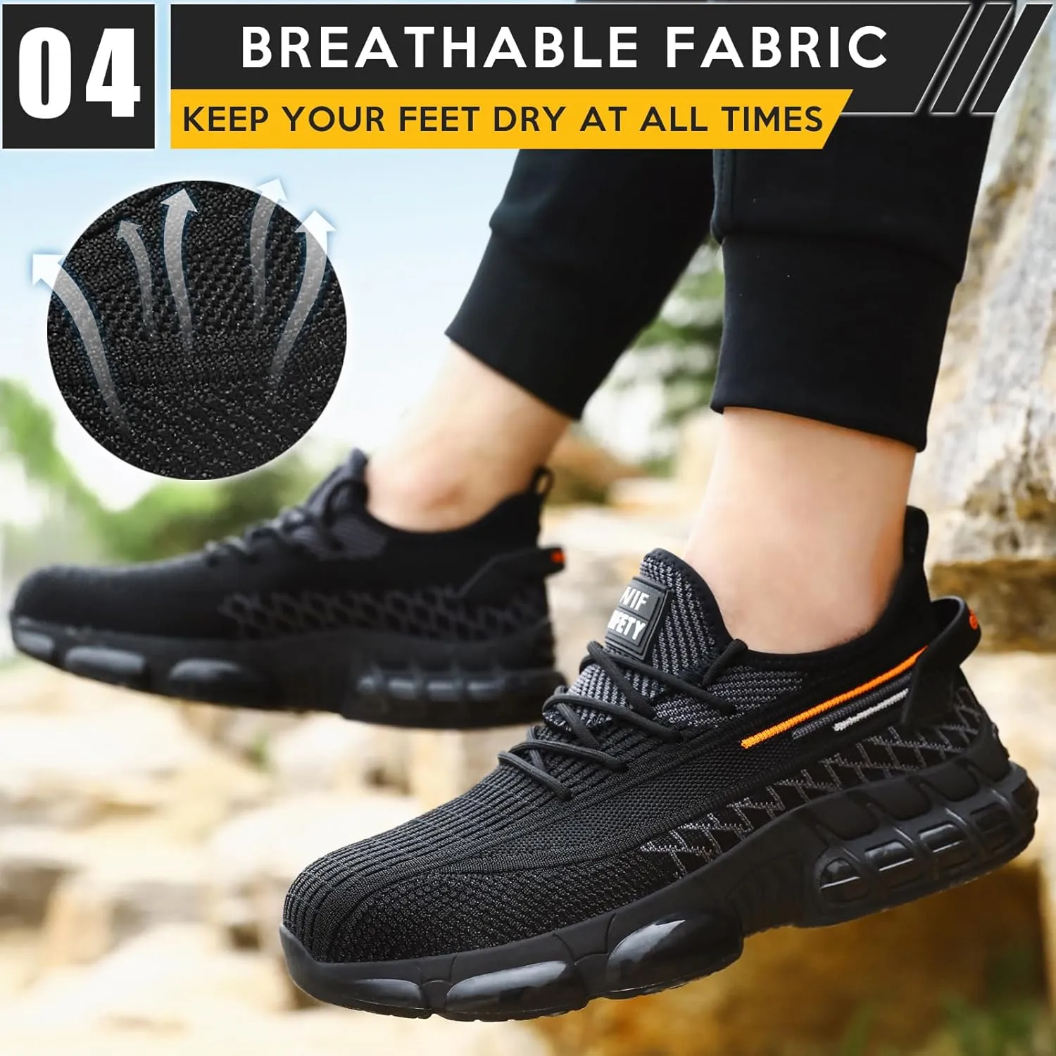 Steel Toe Sneakers for Men Women Comfortable Lightweight Composite Toe Work Shoes Cushion Indestructible Construction Safety Toe Sneakers