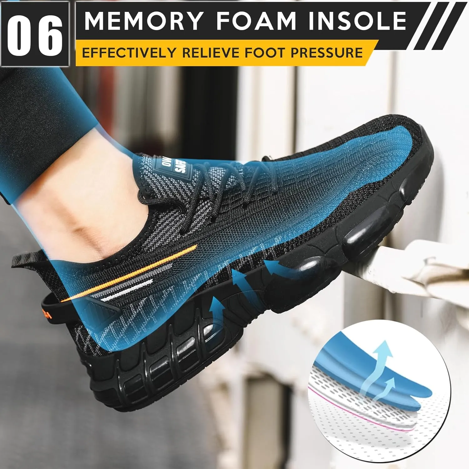 Steel Toe Sneakers for Men Women Comfortable Lightweight Composite Toe Work Shoes Cushion Indestructible Construction Safety Toe Sneakers
