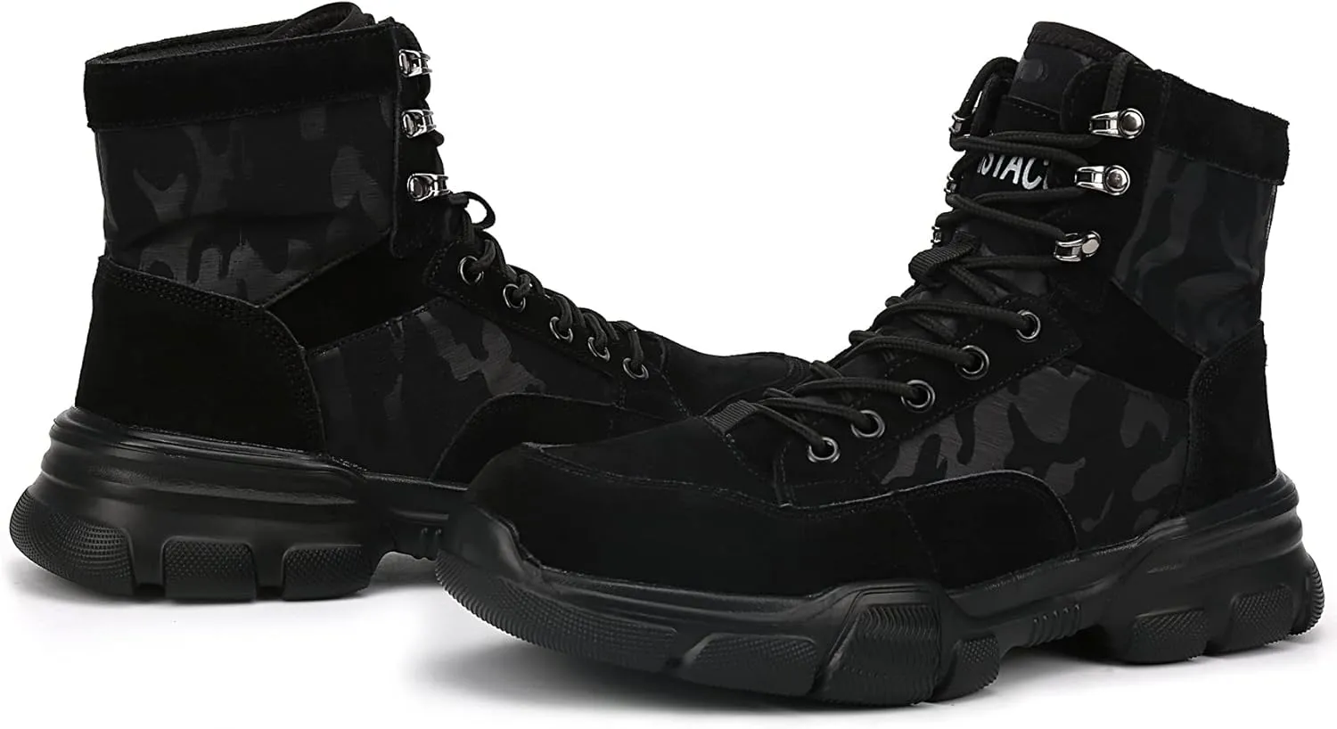 Steel Toe Work Safety Boots, Lightweight Mid-cut Industry Construction Composite Sneakers