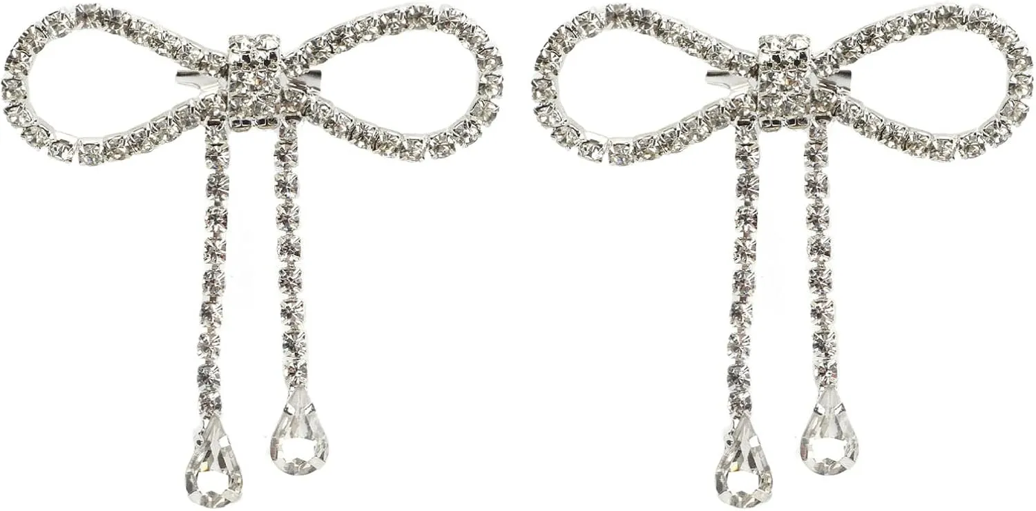 Vintage Bowknot Brooch Pin, 2 Pcs Rhinestone Bow Brooch Bowknot Brooch Pin for Women Daily Wear Parties Weddings Celebration