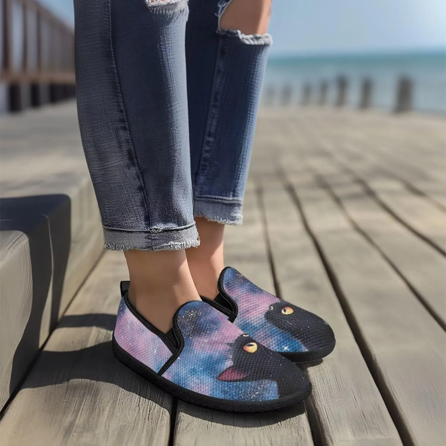 Women's Art Painted Travel Shoes Shoes Slip On Casual Mesh Loafers Lightweight Comfort Fashion Outdoor Sneaker for Ladies US Size 6-11