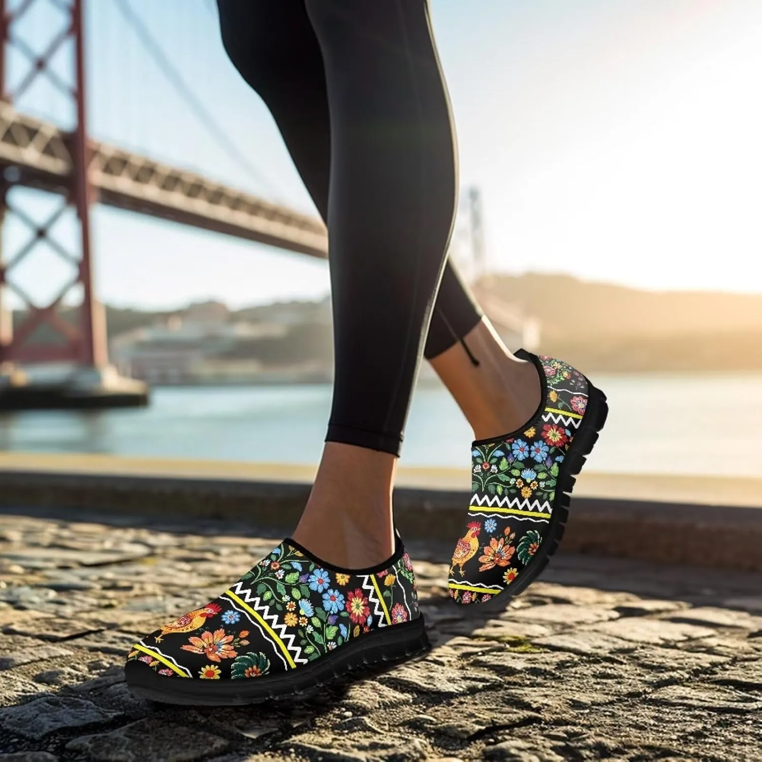 Women's Art Painted Travel Shoes Slip On Casual Mesh Loafers Lightweight Comfort Fashion Outdoor Sneaker for Ladies US Size 5.5-11.5