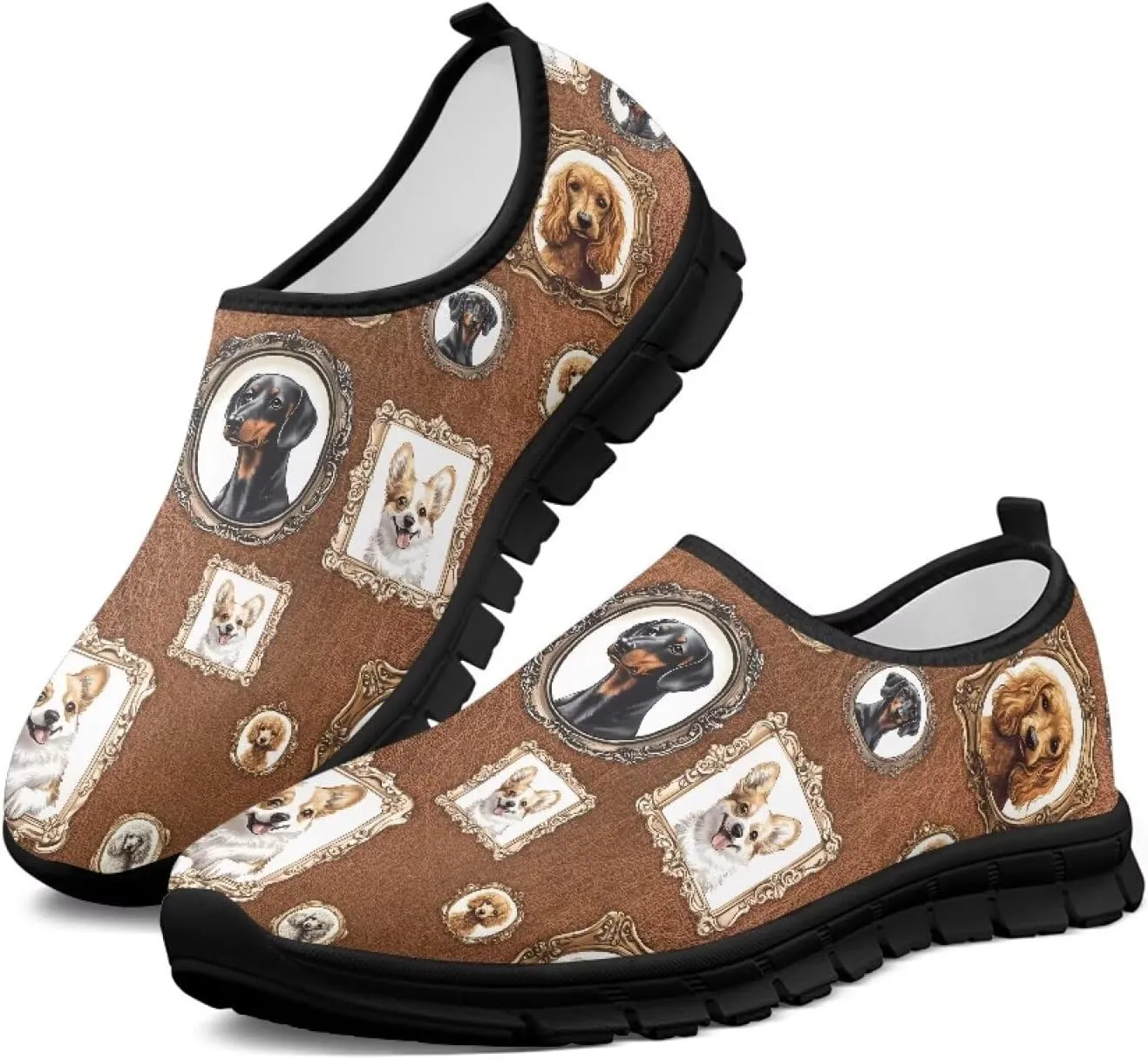 Women's Art Painted Travel Shoes Slip On Casual Mesh Loafers Lightweight Comfort Fashion Outdoor Sneaker for Ladies US Size 5.5-11.5
