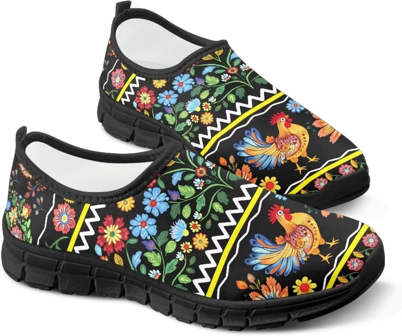 Women's Art Painted Travel Shoes Slip On Casual Mesh Loafers Lightweight Comfort Fashion Outdoor Sneaker for Ladies US Size 5.5-11.5