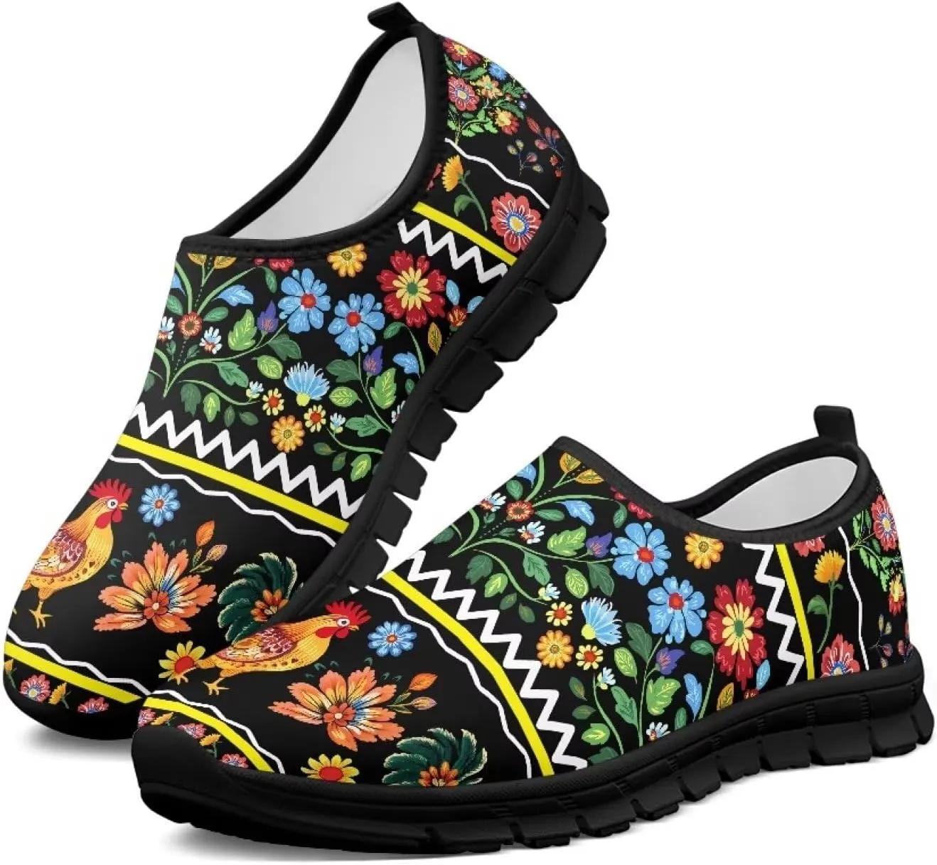 Women's Art Painted Travel Shoes Slip On Casual Mesh Loafers Lightweight Comfort Fashion Outdoor Sneaker for Ladies US Size 5.5-11.5
