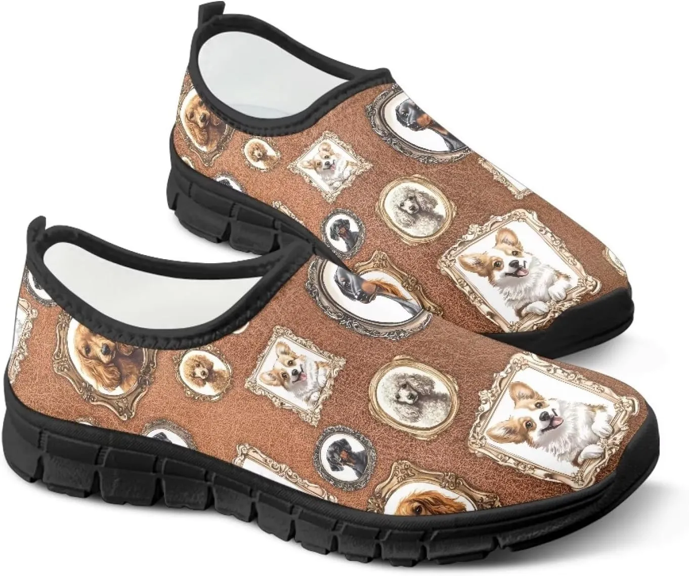 Women's Art Painted Travel Shoes Slip On Casual Mesh Loafers Lightweight Comfort Fashion Outdoor Sneaker for Ladies US Size 5.5-11.5