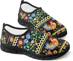 Women's Art Painted Travel Shoes Slip On Casual Mesh Loafers Lightweight Comfort Fashion Outdoor Sneaker for Ladies US Size 5.5-11.5