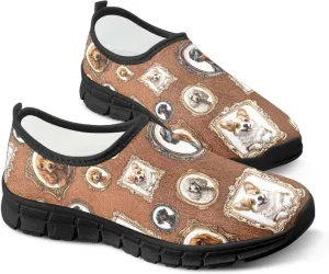 Women's Art Painted Travel Shoes Slip On Casual Mesh Loafers Lightweight Comfort Fashion Outdoor Sneaker for Ladies US Size 5.5-11.5